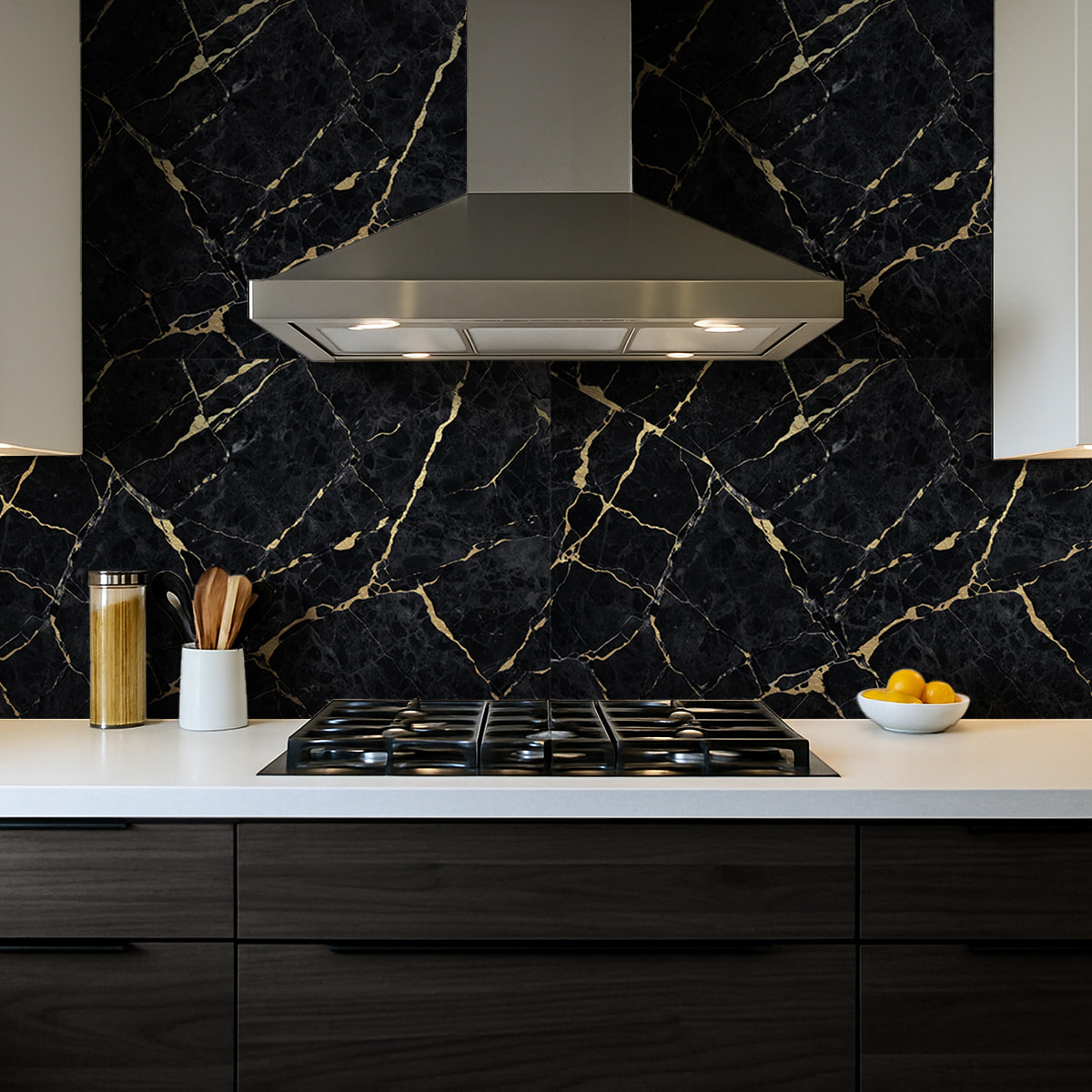 Crédence adhésive - MARBRE NOIR SABLÉ - 60x200cm