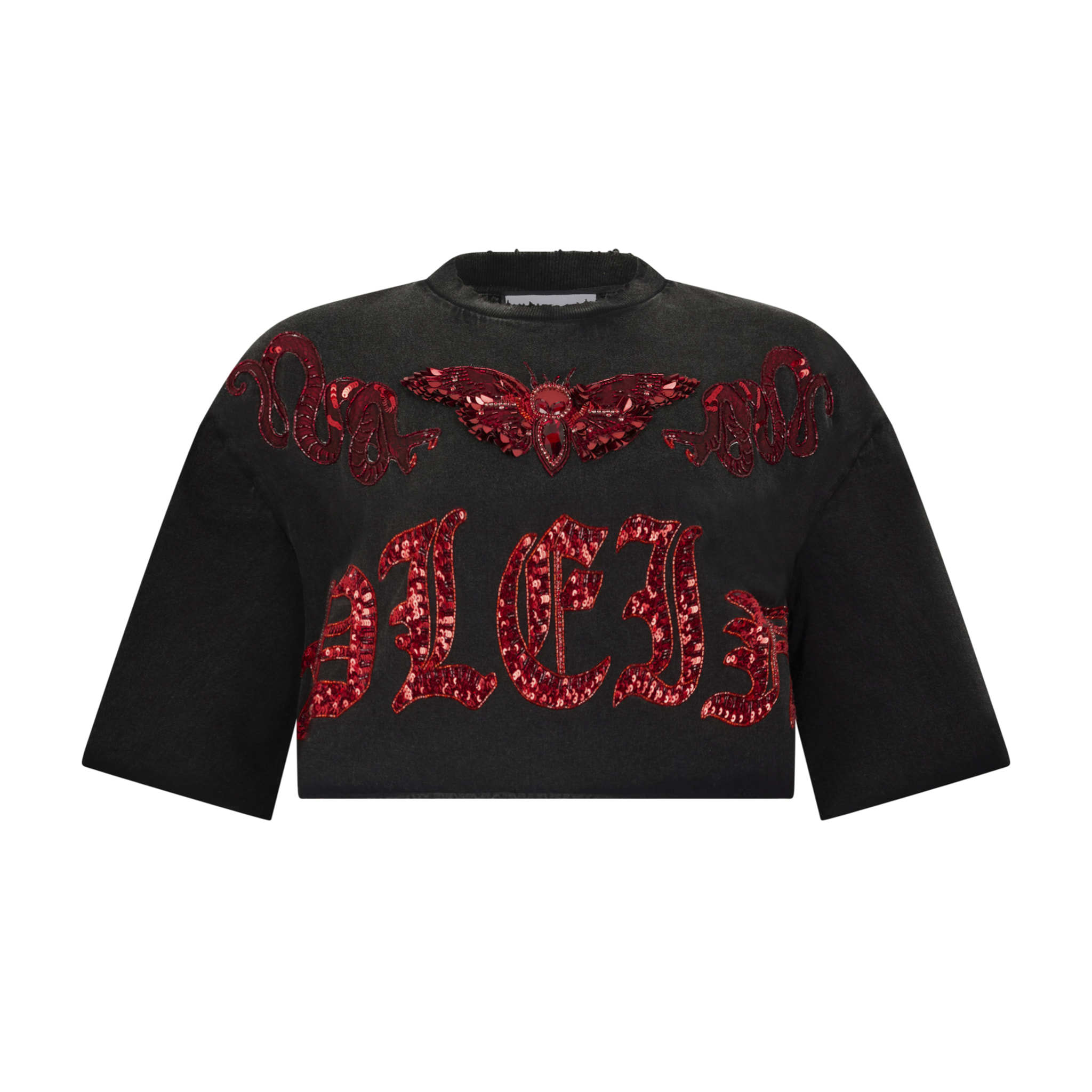 PHILIPP PLEIN Cropped T-Shirt Butterfly Tattoo