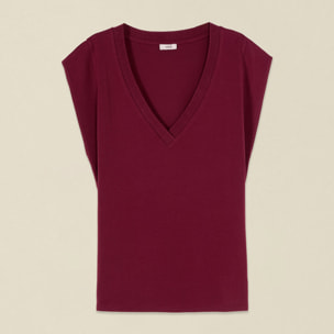 Oltre - Camiseta de algodón con cuello en V - Burgundy
