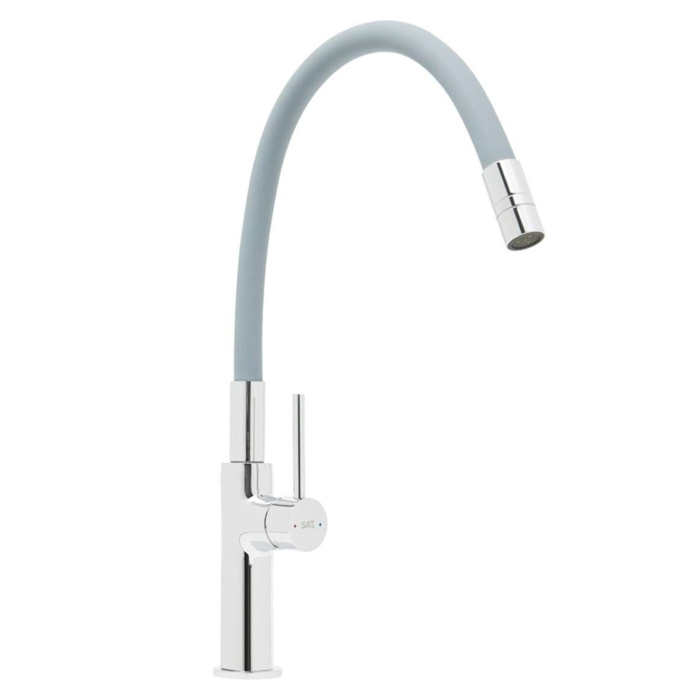 Mitigeur d'évier Swiss Aqua Technologies avec bras en silicone gris/chrome SATBSD290S