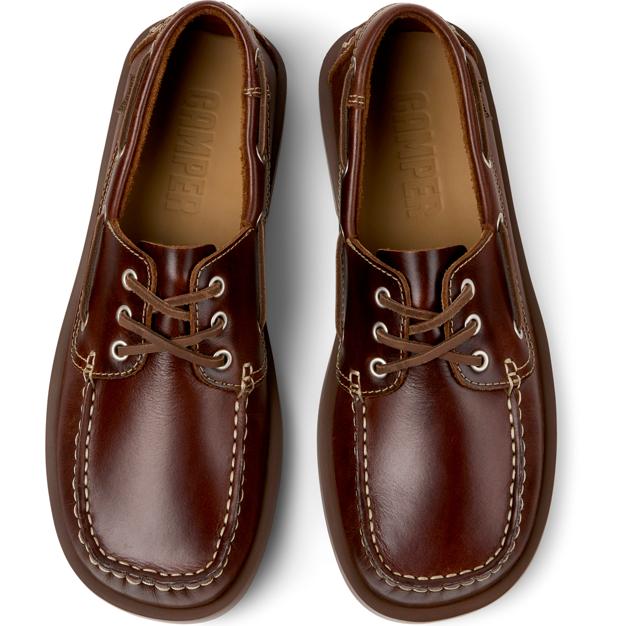 Zapatos de cordones - CAMPER Don - Marron - Cuero liso