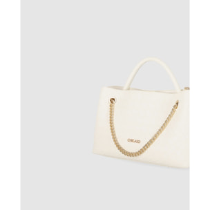 Bolso - Blanco - Medida: 33 cm x 18 cm x 9 cm