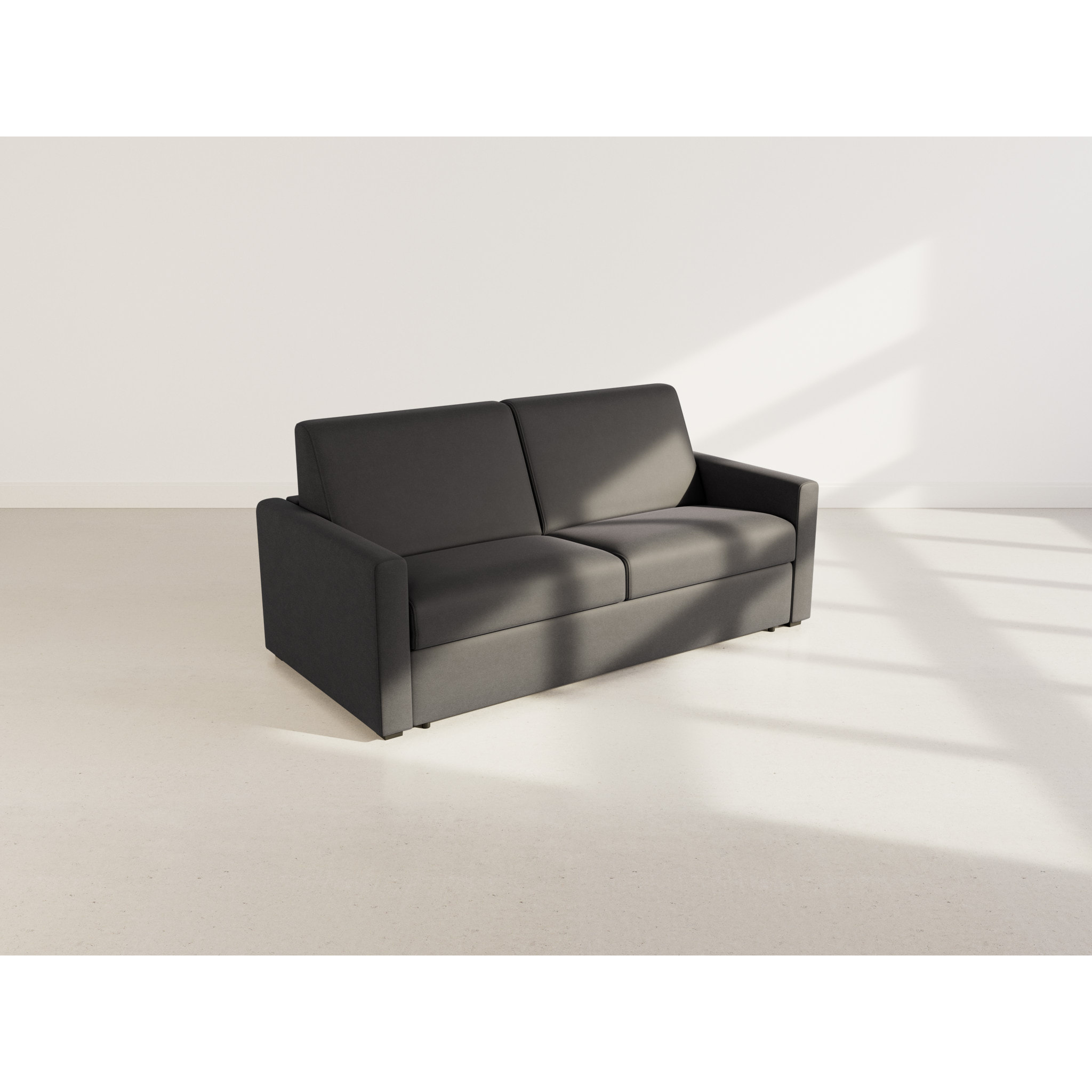 Julia - canapé lit 3 places convertible express couchage quotidien 140 cm matelas 18 cm en tissu - Noir