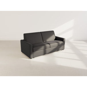 Julia - canapé lit 3 places convertible express couchage quotidien 140 cm matelas 18 cm en tissu - Noir