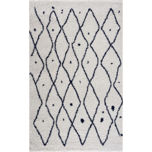 Terra - tapis shaggy de salon en laine artificielle bleu indigo