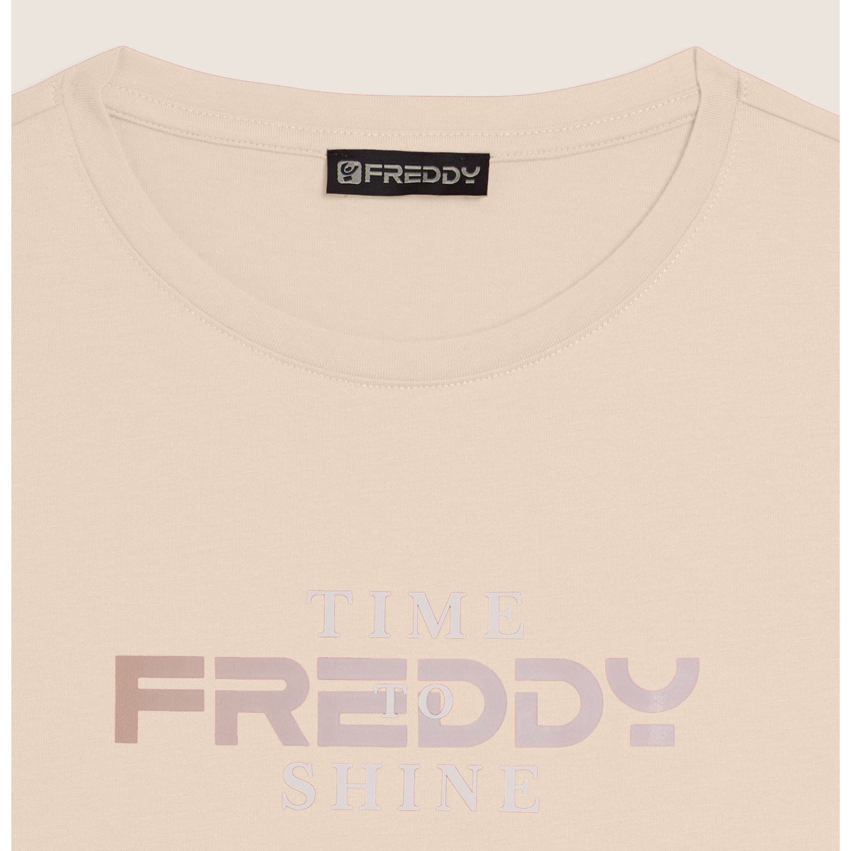 T-shirt Comfort Fit con Logo FREDDY e Slogan "Time Shine"