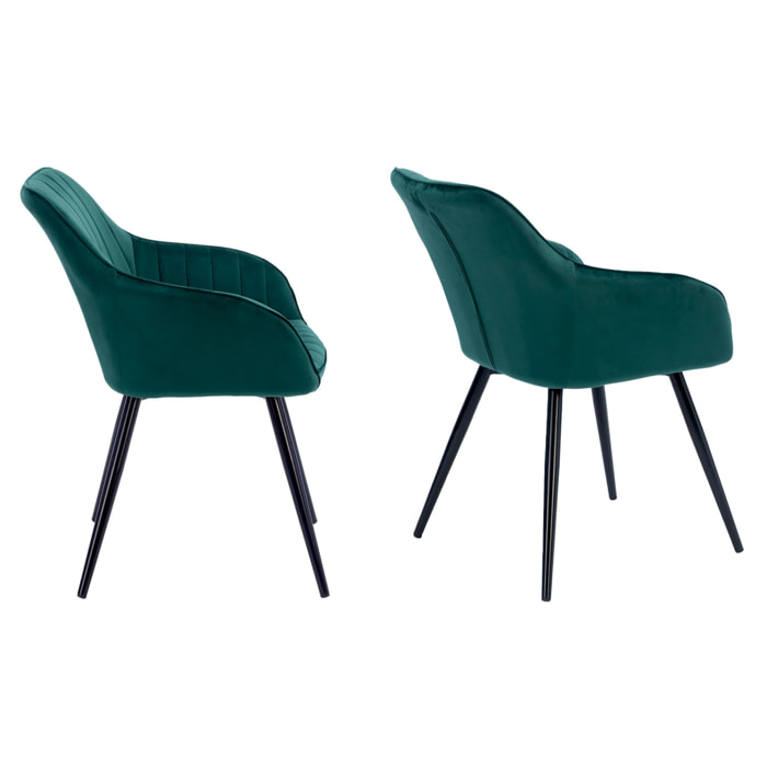 Lot de 2 chaises en velours BERTILLE vertes