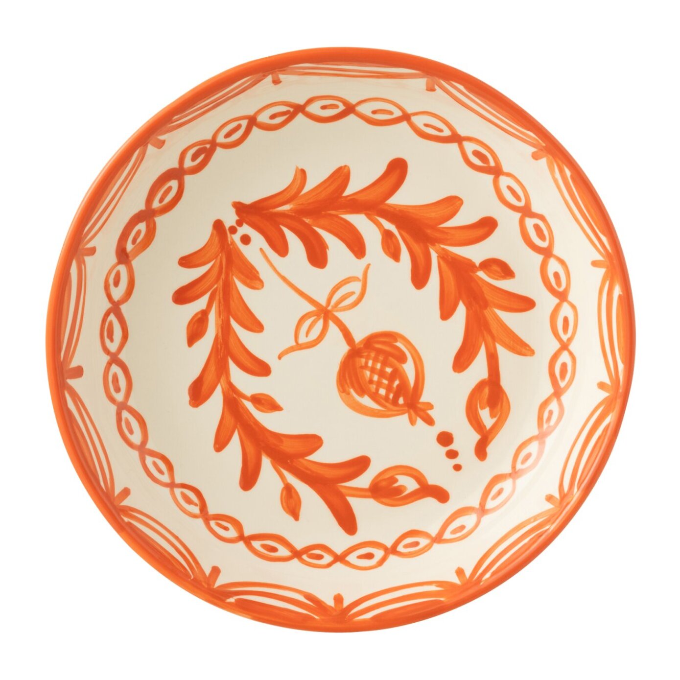 J-Line plat Granada Low - céramique - blanc/orange - large - Ø 25 cm
