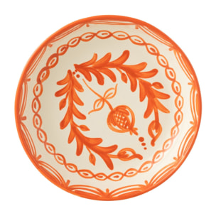 J-Line plat Granada Low - céramique - blanc/orange - large - Ø 25 cm
