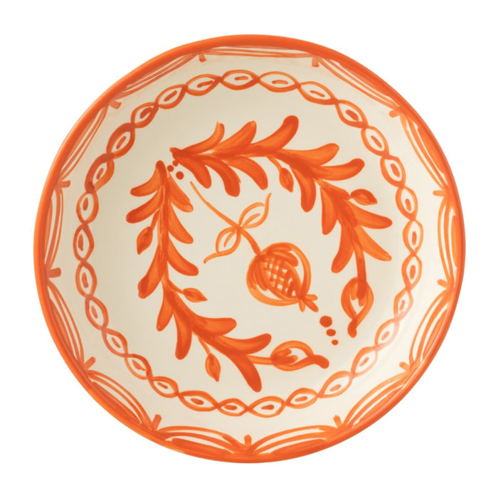 J-Line plat Granada Low - céramique - blanc/orange - large - Ø 25 cm
