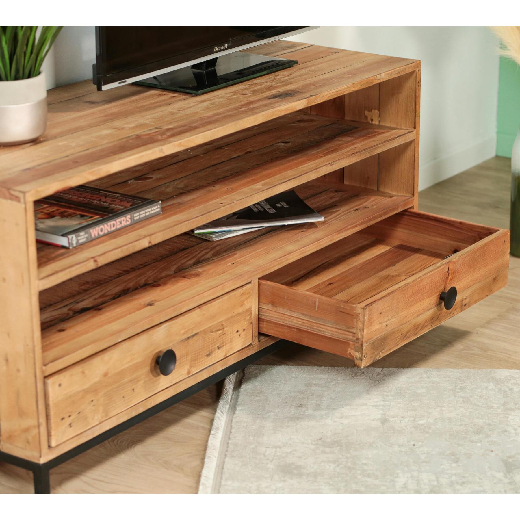 Meuble TV 120 cm bois recyclé CANBERRA
