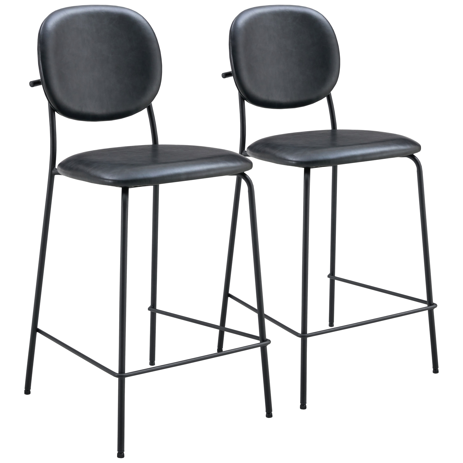 Lot de 2 tabourets de bar en simili noir EDMOND