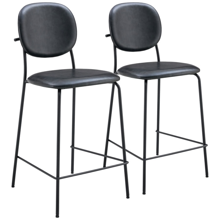Lot de 2 tabourets de bar en simili noir EDMOND