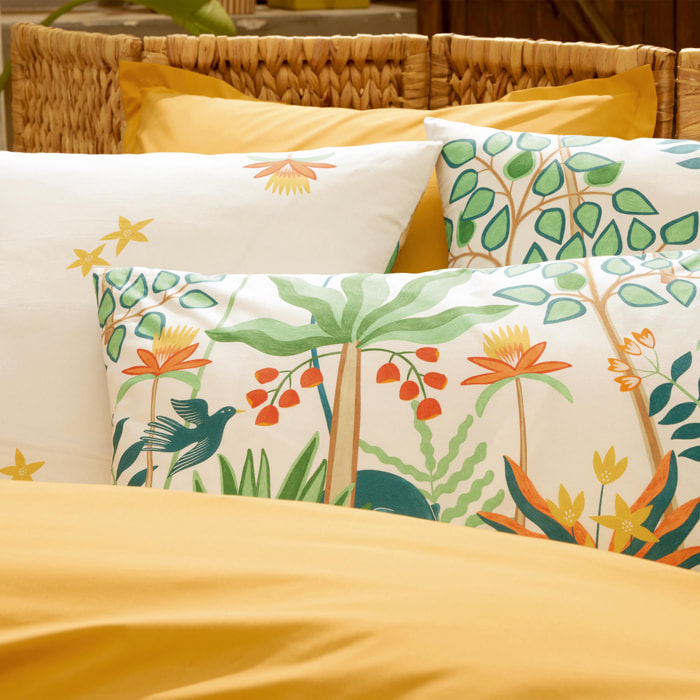 Parure de lit 2 pièces percale de coton 80 fils tropical housse + taie - Vert