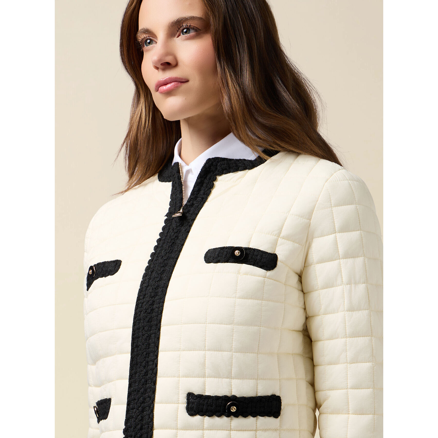 Oltre - Piumino lightweight trapuntato bicolor - Bianco