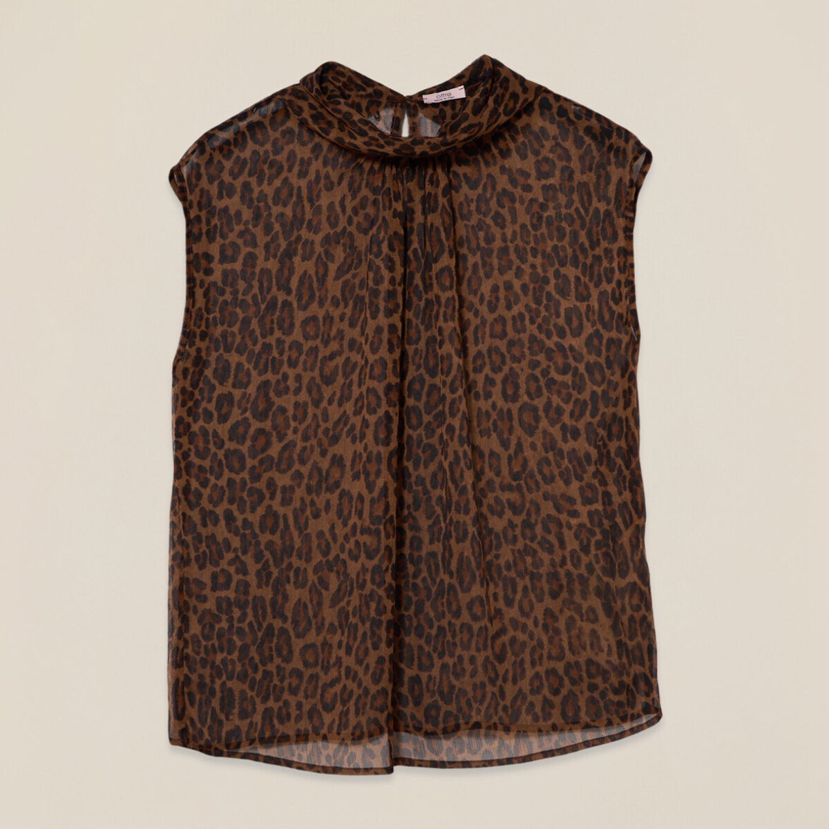 Oltre - Blusa animal print en tejido crepé - Marrón