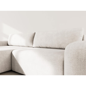 Rebecca - canapé d'angle gauche 4 places convertible avec coffre en velours texturé - Beige