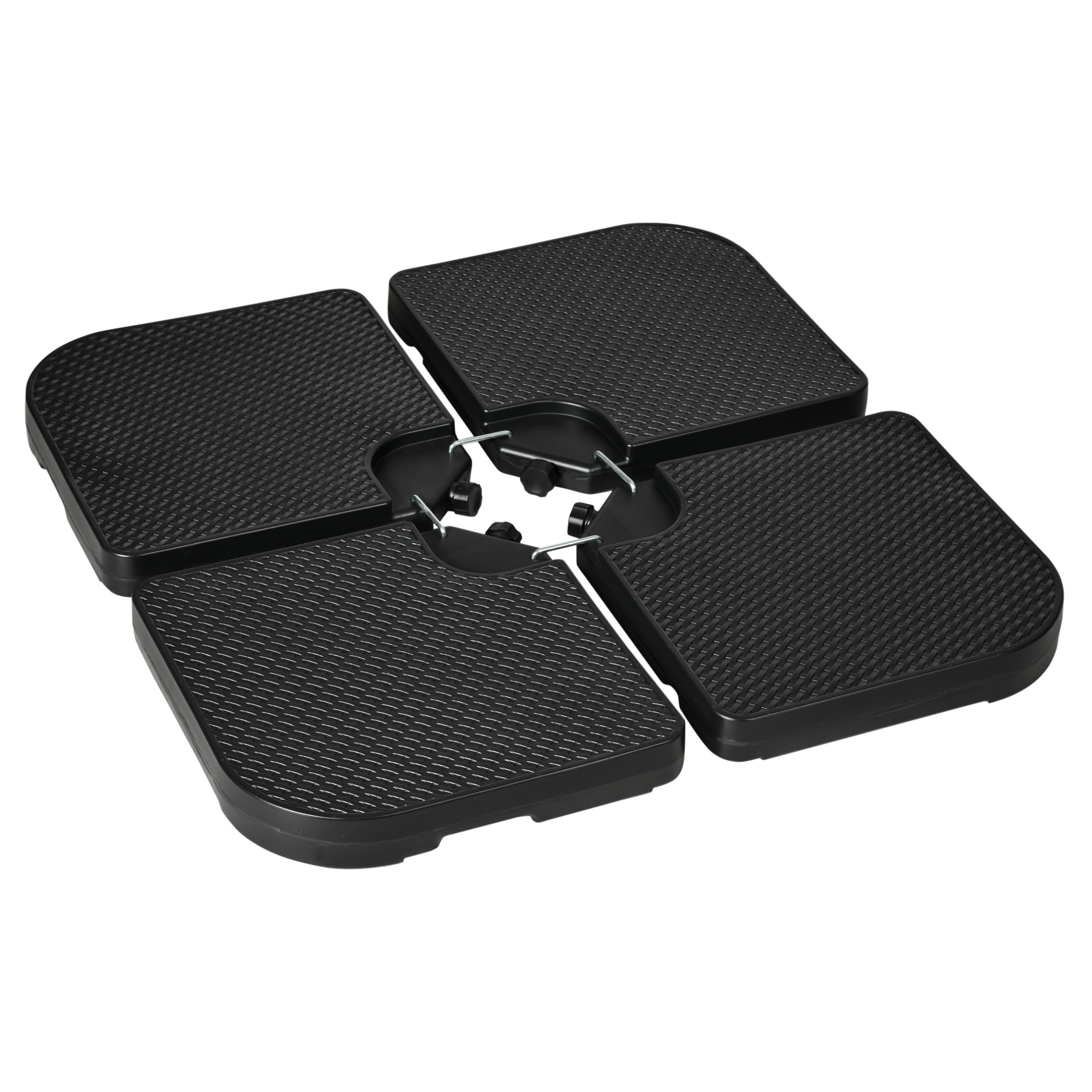 Base para Sombrilla de 4 Piezas, Soporte para Parasol de HDPE Rellenable con Agua 59 kg o Arena 80 kg, para Jardín, Patio, Terraza, Negro