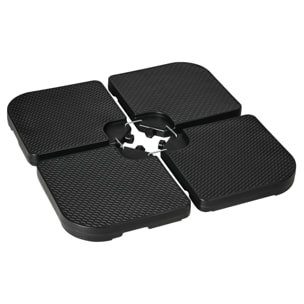 Base para Sombrilla de 4 Piezas, Soporte para Parasol de HDPE Rellenable con Agua 59 kg o Arena 80 kg, para Jardín, Patio, Terraza, Negro