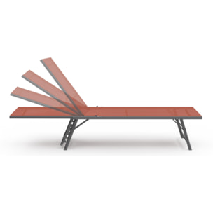 Transats inclinables Malaga 4 positions terracotta - lot de 2