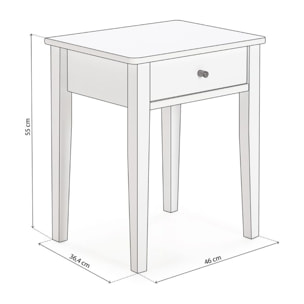 Mesita de noche de 1 cajón y patas en blanco 46x55 cm Vika Blanco