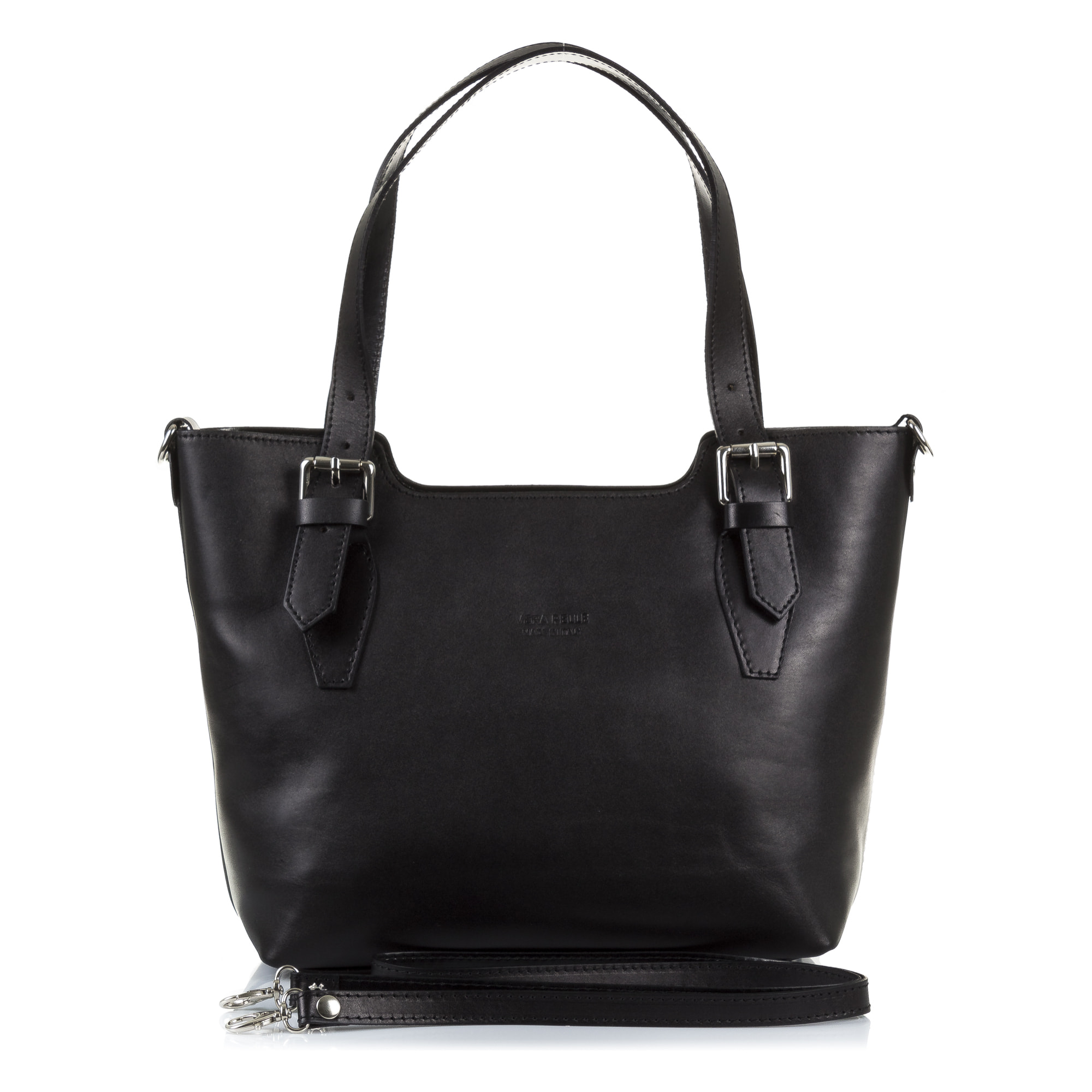 FIRENZE ARTEGIANI Borsa Tote da Donna Arezzo. Vera Pelle Tamponato Made in Italy 37x10x25 Cm. Colore nero