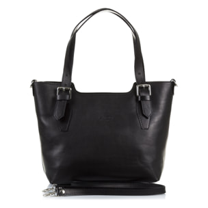 FIRENZE ARTEGIANI Borsa Tote da Donna Arezzo. Vera Pelle Tamponato Made in Italy 37x10x25 Cm. Colore nero
