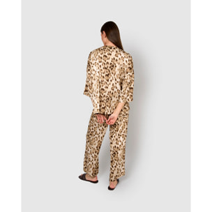Blusa satén lazos pai marrón
