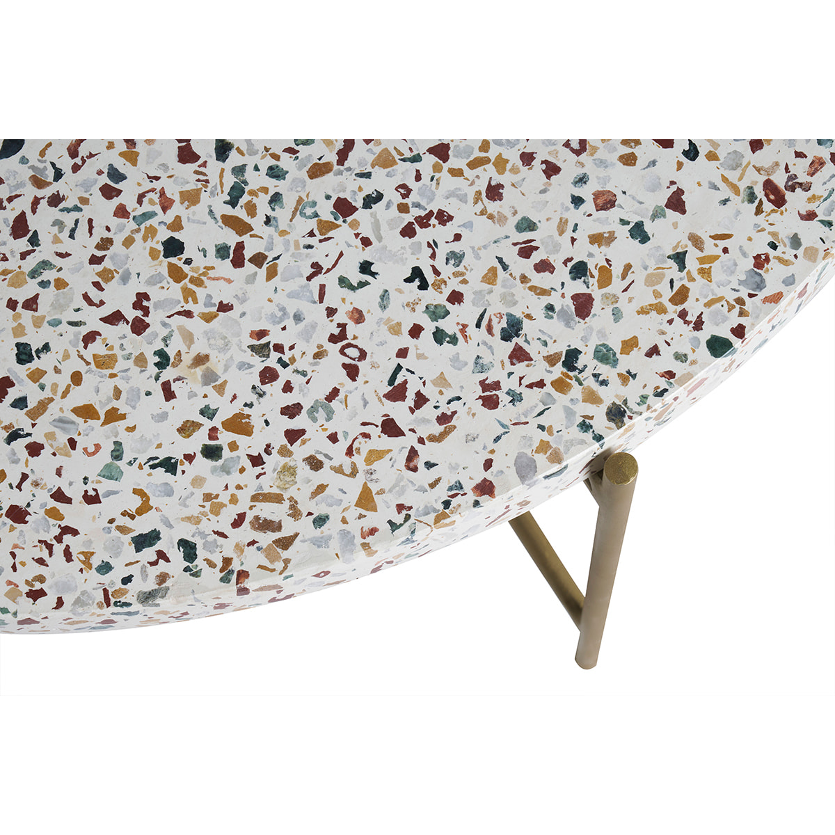 Table basse ronde design en terrazzo et métal doré D55 cm MEZZO