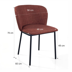 Lot de 4 chaises de salle à manger Tomasucci NENE', en tissu, rouge brique, 60 × 56 × 76 cm