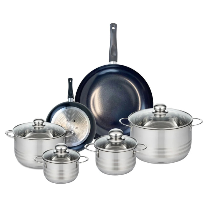 Ensemble de 2 Poêles de cuisson 20 et 32 cm et 4 faitouts 14, 16, 20 et 24 cm Elo Prima Brillant