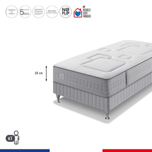 Ensemble EQUILIBRE matelas H25 ressort ensachés, ferme, sommier