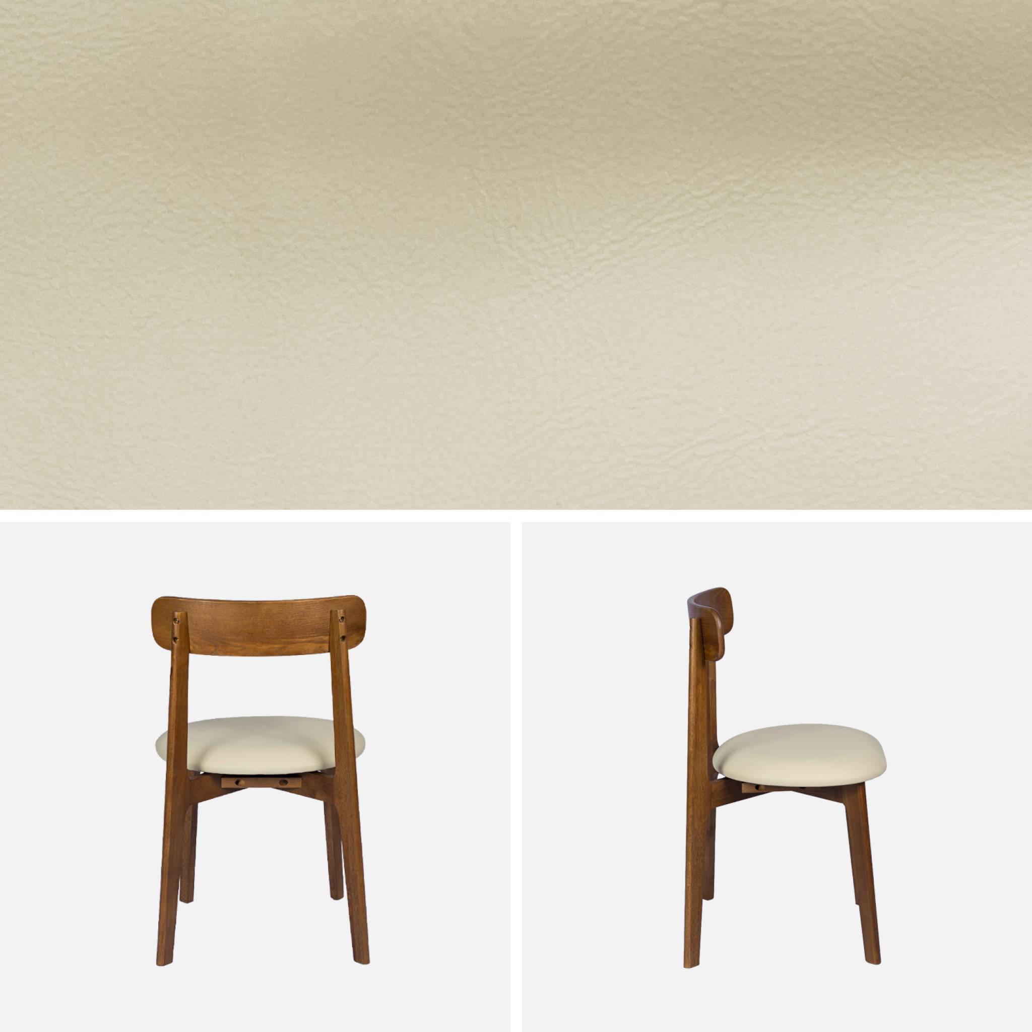Chaise vintage bois d'hévéa et simili cuir (lot de 2) VICTOIRE