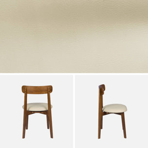 Chaise vintage bois d'hévéa et simili cuir (lot de 2) VICTOIRE