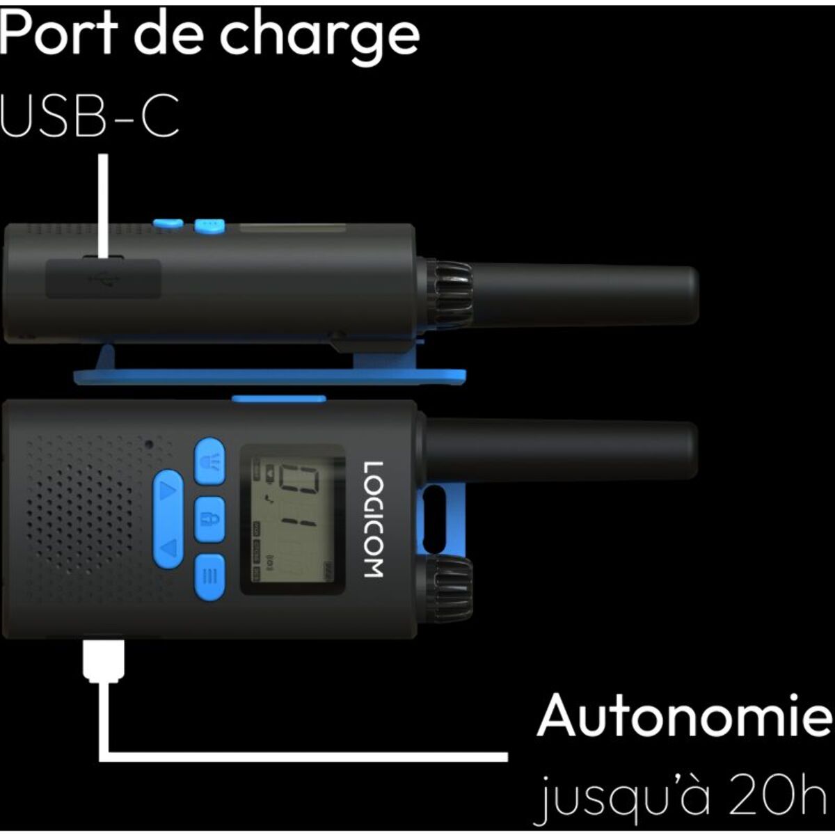 Talkie walkie LOGICOM Talkie Walkie Essentiel Noir