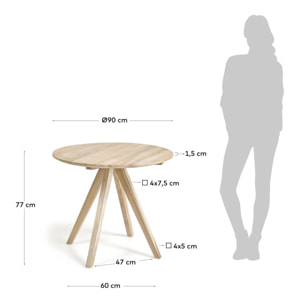 Kave Home - Tavolo rotondo Maial in legno massello di teak Ø 90 cm