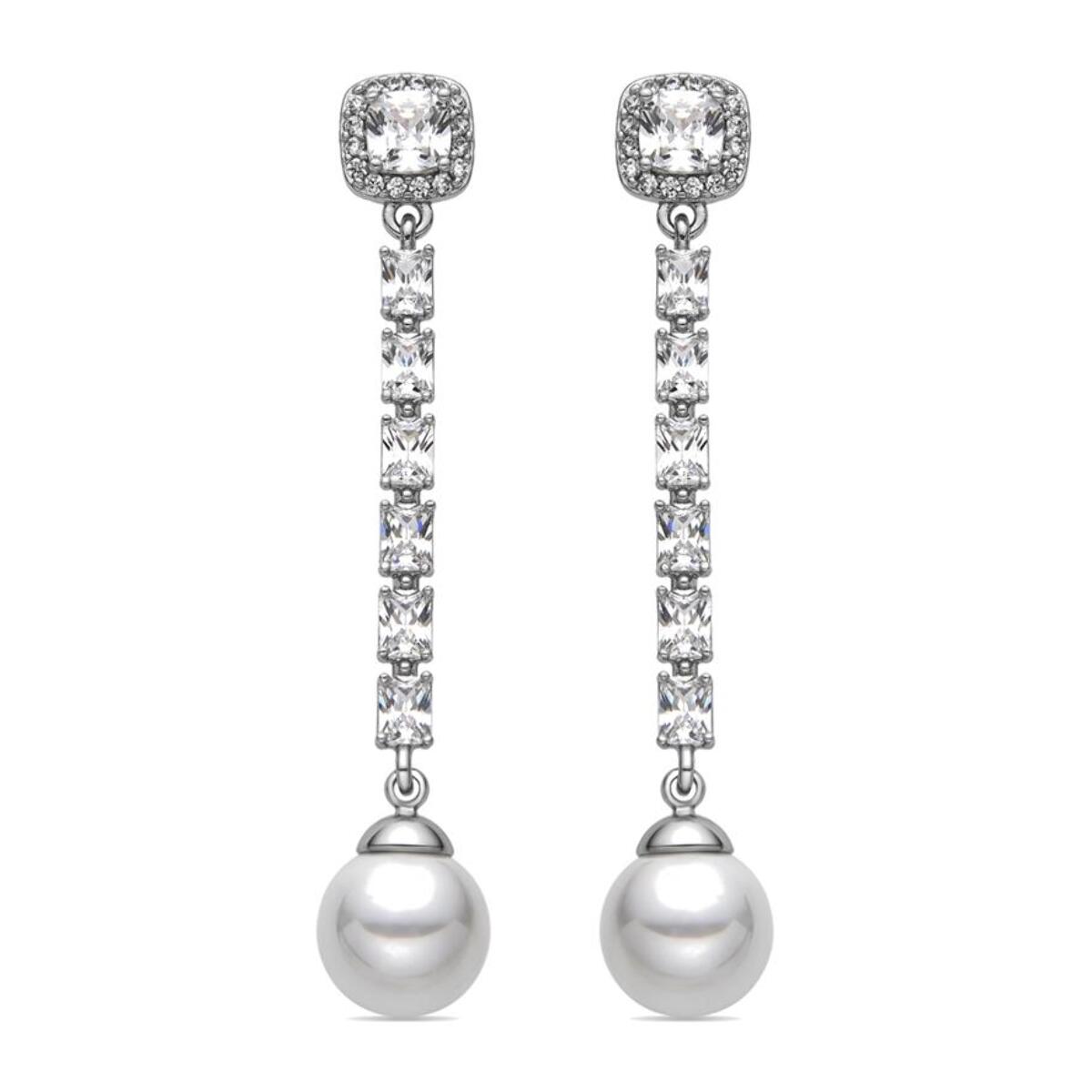 Pendientes con Perla Blanca acabado plata