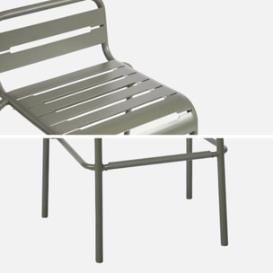 Lot de 4 chaises hautes de jardin acier. 4 places. kaki. L 44 x P 41 x H 85cm