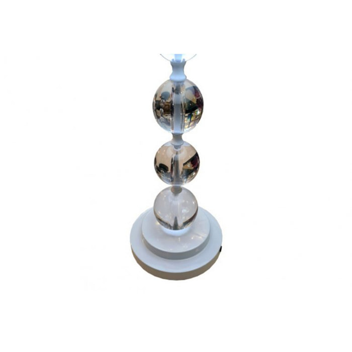 Lampe piétement en bulle transparente et abat-jour tissu blanc - PEARL