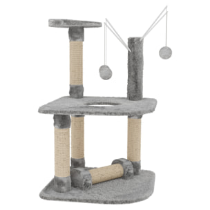 Albero per Gatto con Graffiatoio Cuccia Giocattolo Gatti Parco Giochi Tiragraffi in Sisal Naturale 90 x 45 x 45 cm (Colore Grigio Ginger 30072)