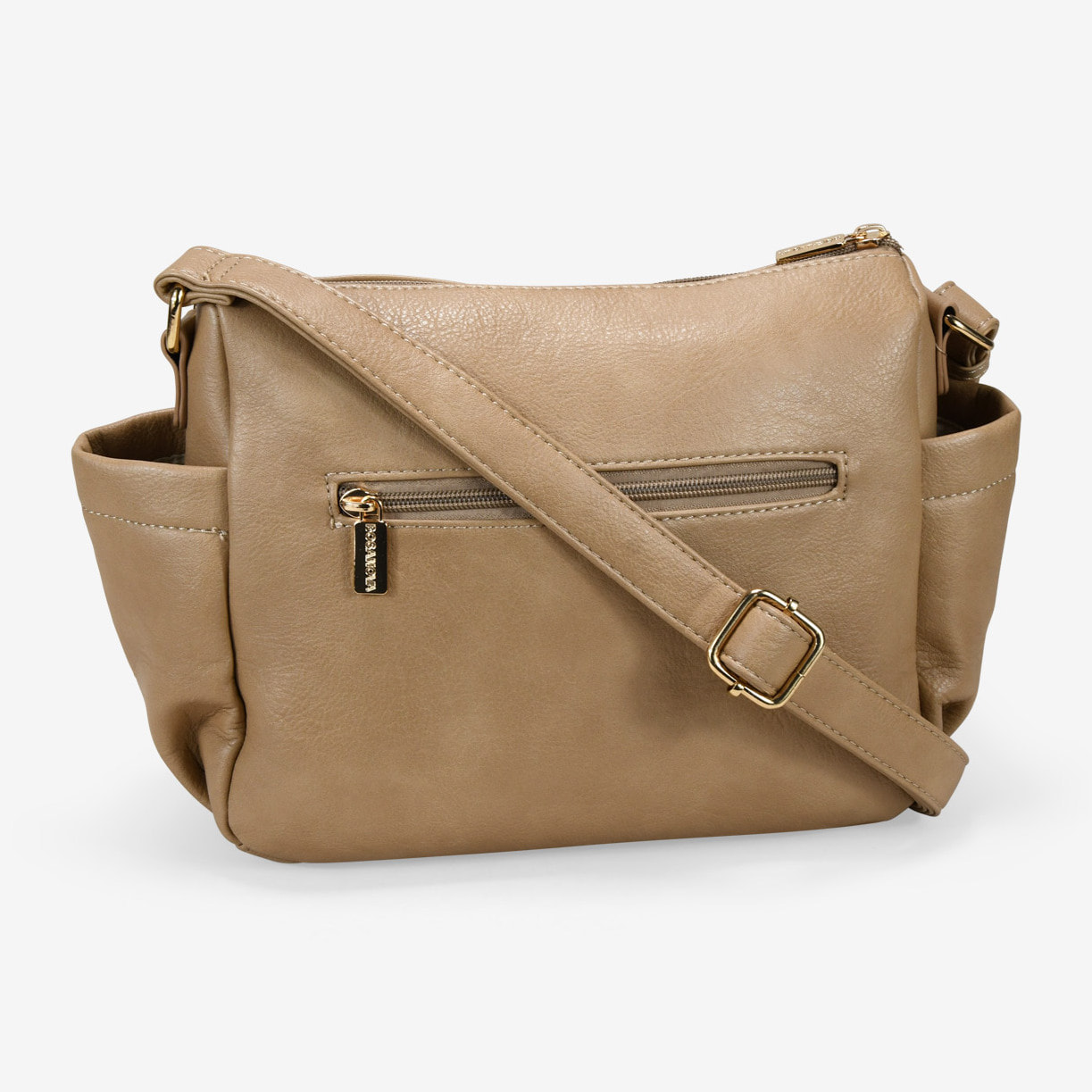 Bolso bandolera beige con bolsillos