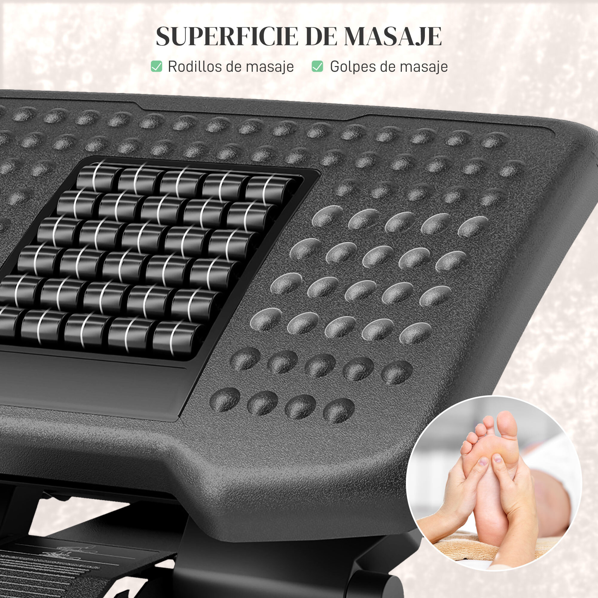 Reposapiés de Oficina Reposapiés con Altura y Ángulo Ajustable Reposa Pies con Superficie de Masaje y Almohadillas Antideslizantes para Estudio Hogar Negro