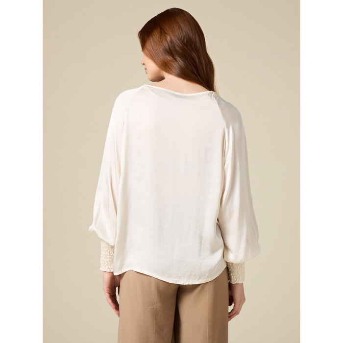 Oltre - Blusa en raso de viscosa - Blanco