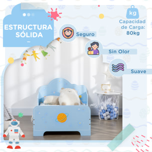 Cama para Niños de 3-6 Años 143x74x59 cm con Barreras de Protección Carga 80 kg