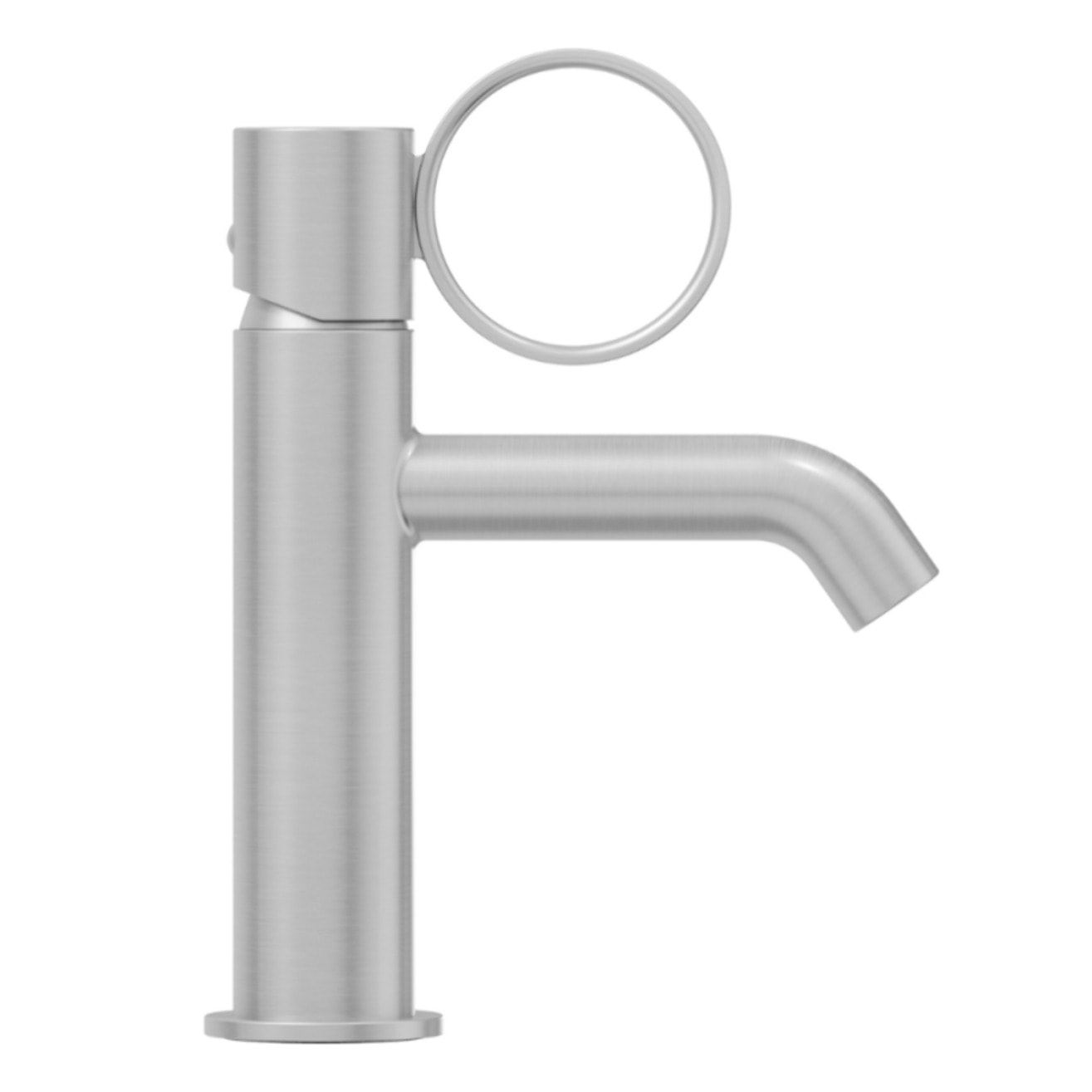 Mitigeur lavabo bas Vivienne chromé brossé avec bague chromée brossée