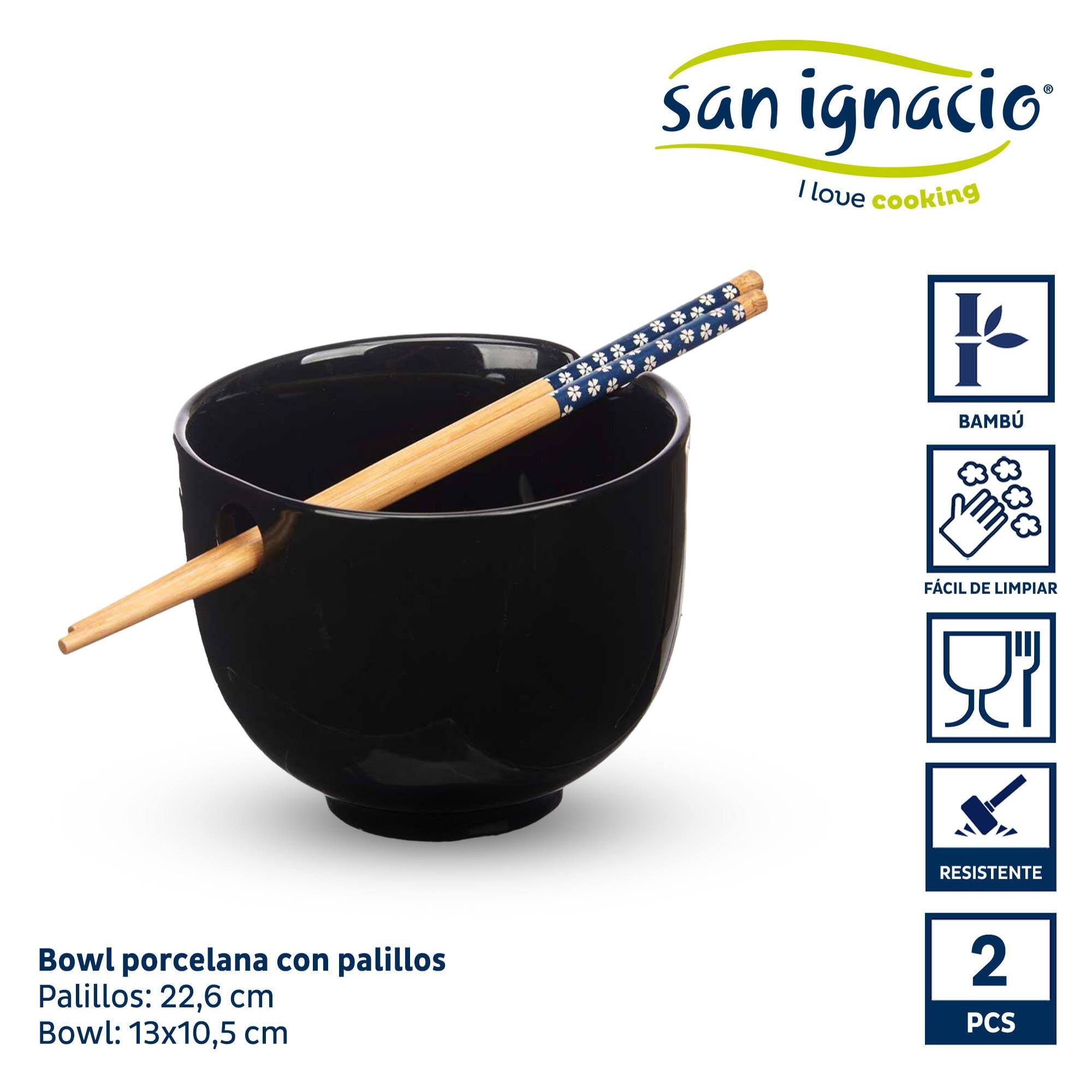 Bowl porcelana asiatico negro palillos b colección kinvara