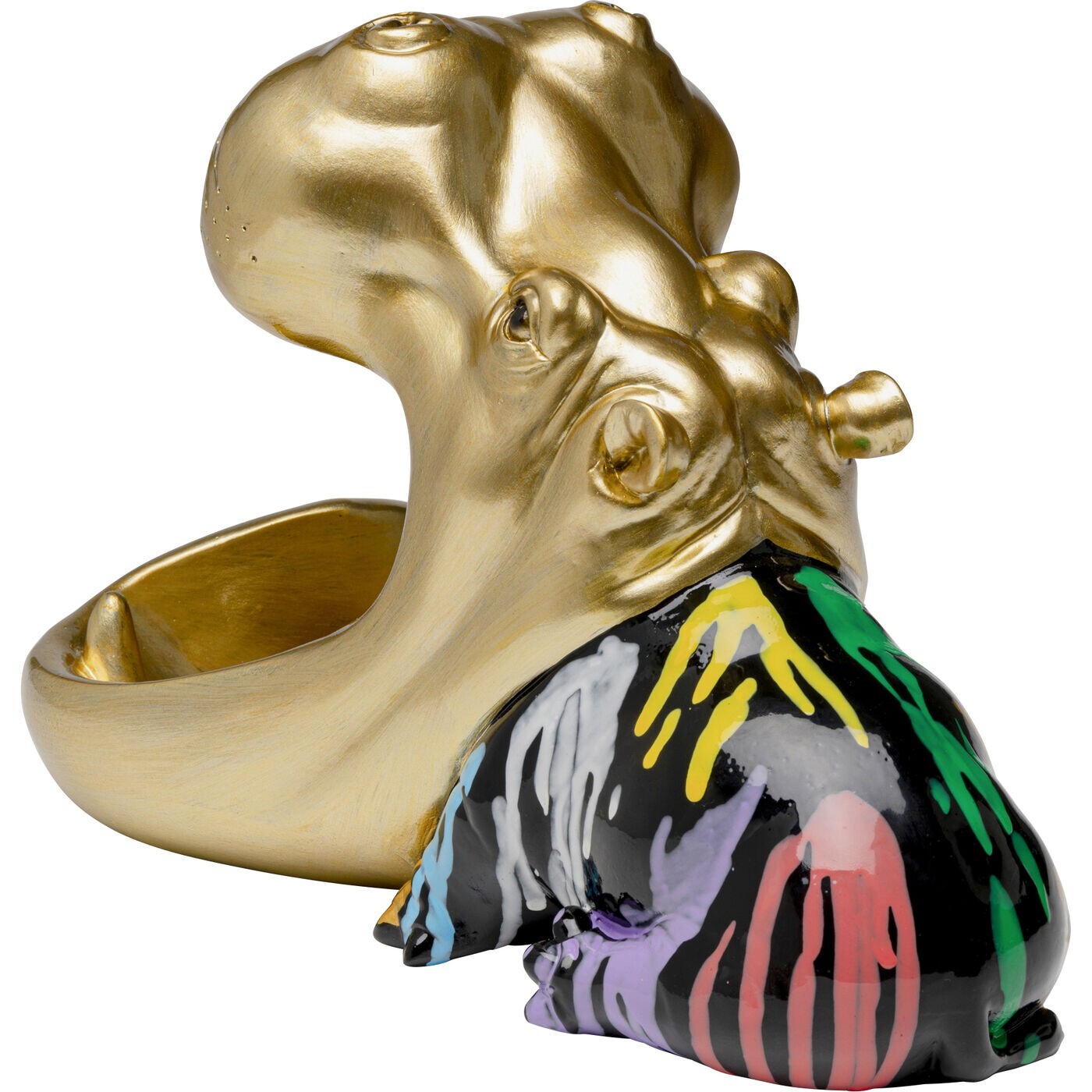 Coupe hippopotame doré coulées de peinture Kare Design