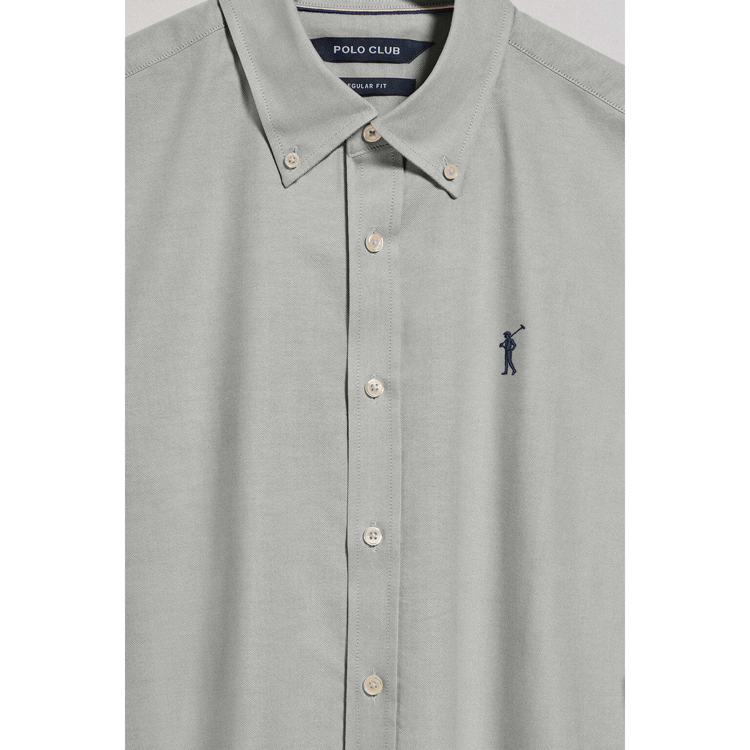Camisa oxford verde grisáceo con logo bordado Rigby Go