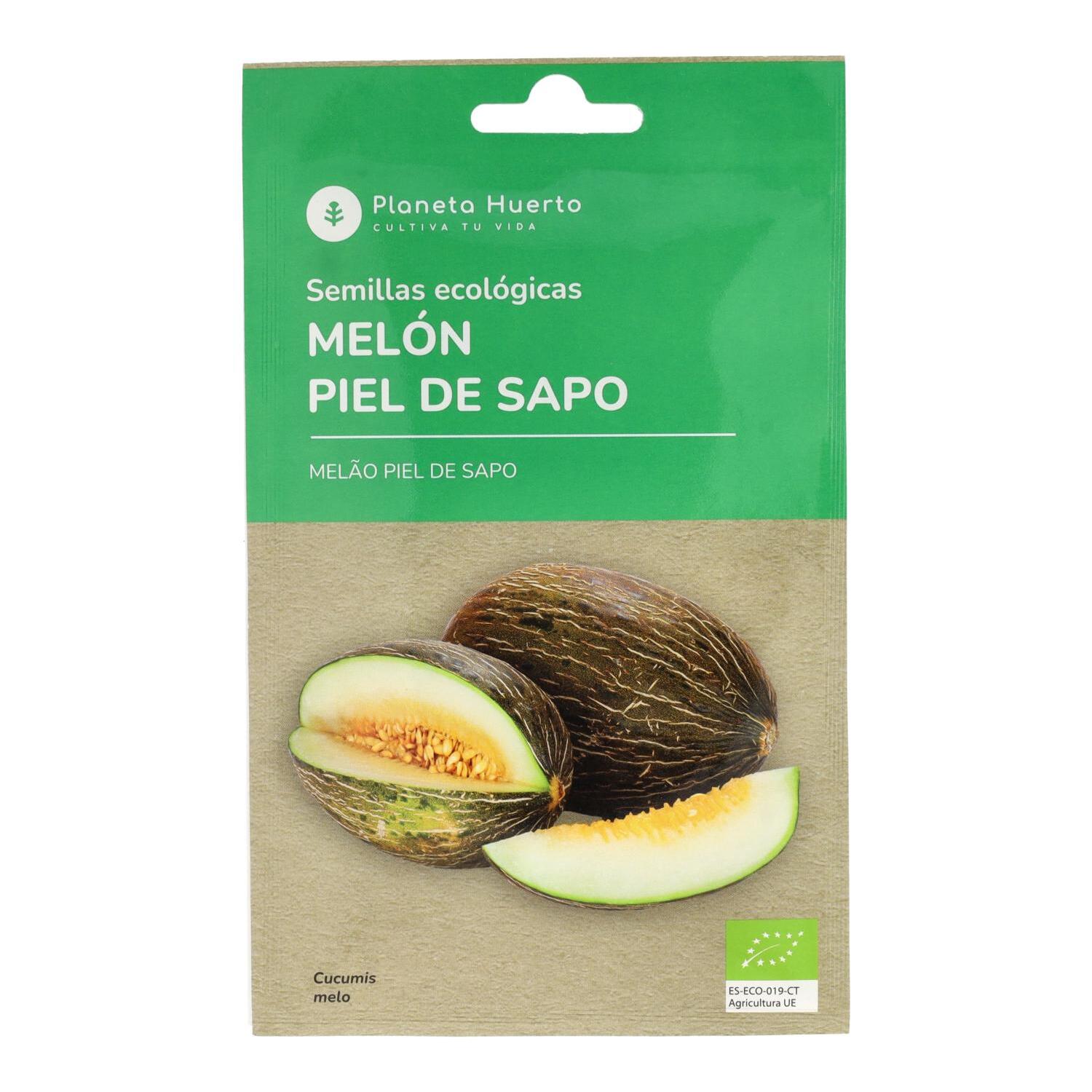 PLANETA HUERTO | Semillas Ecológicas de Melón Piel de Sapo – Frutos Dulces y Aromáticos, Alta Conservación y Excelente Sabor