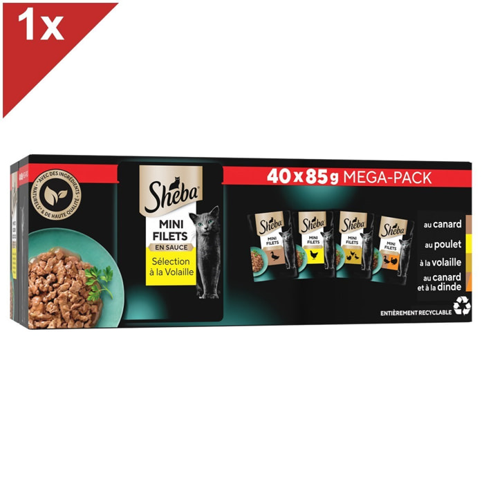 SHEBA 40 Sachets fraîcheur Sélection à la volaille en sauce pour chat 85g (1x40)